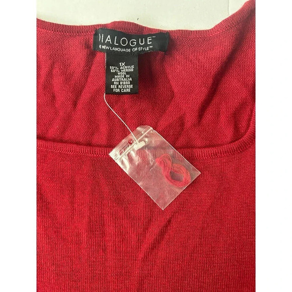 Dialogue Knit Top Merino Wool Short Sleeve Womens Size 1X - Picture 3 of 5